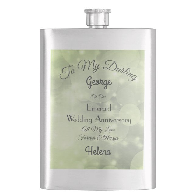 Personalised Emerald Wedding Classic Flask (Front)