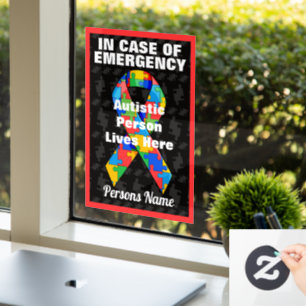 Personalised Emergency Autistic Person Lives Here
