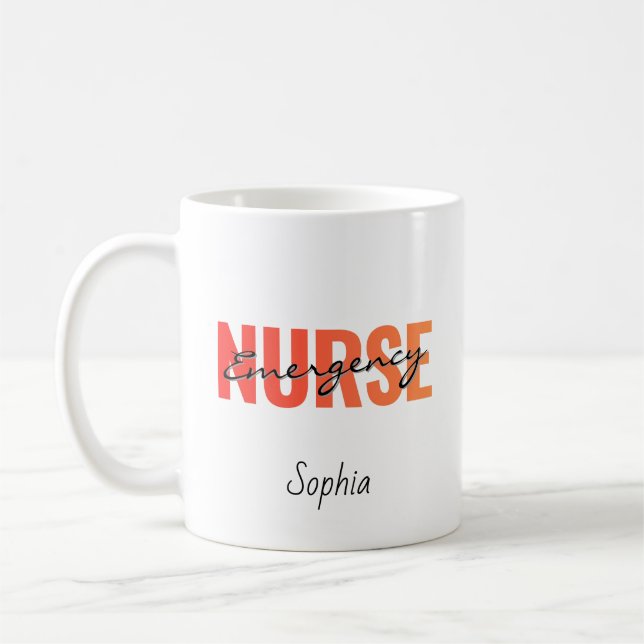 Personalised Emergency Nurse Name Coffee Mug (Left)