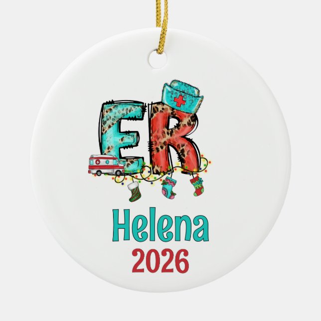 Personalised Emergency Nurse Ornament, ER Ornament (Front)