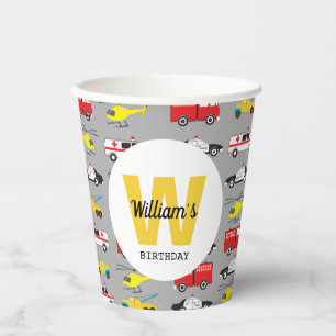 Personalised Emergency Vehicles Transportation Paper Cups