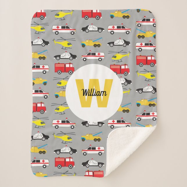 Personalised Emergency Vehicles Transportation  Sherpa Blanket (Front)