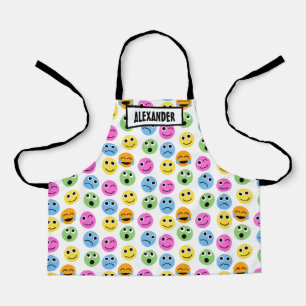 Personalised Emojis Faces Colourful Patterned Apron