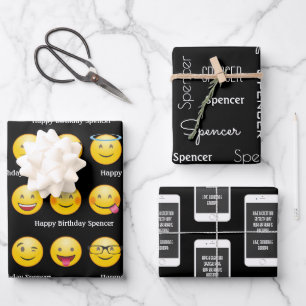 Personalised Emojis & Texts Wrapping Paper Sheet
