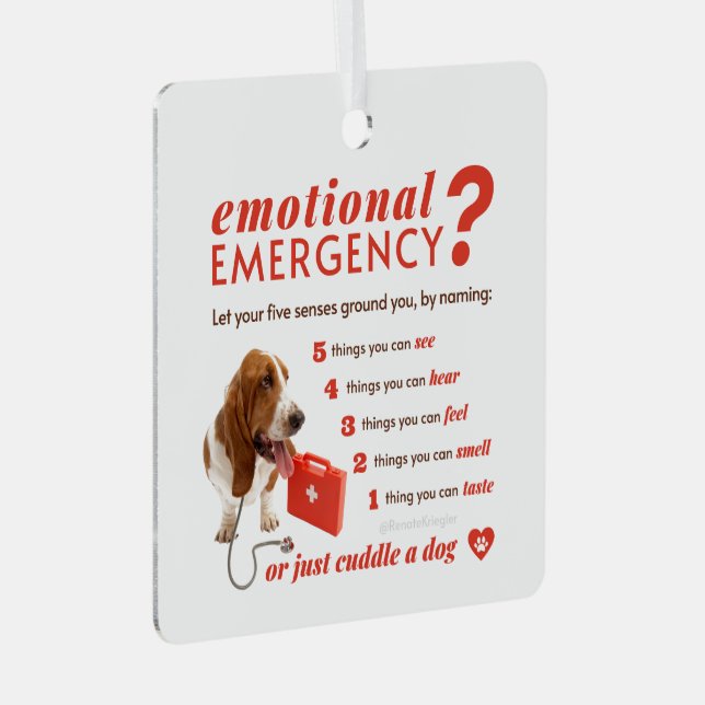 Personalised Emotional First Aid - Bassett Dog  Metal Tree Decoration (Front Right)