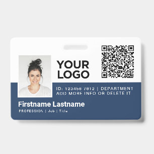 Personalised Employee Modern Photo ID Qr Code Badge