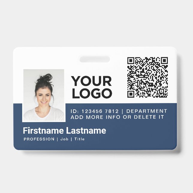 Personalised Employee Modern Photo ID Qr Code Badge (Front)
