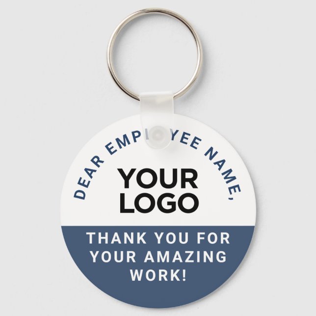 Personalised Employee Name Text Logo Appreciation Key Ring (Front)