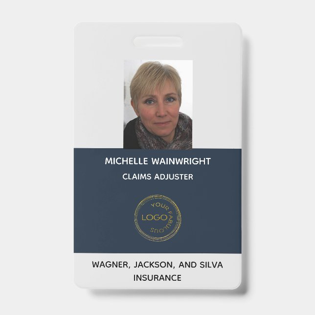 Personalised Employee Photo Add Your Business Logo ID Badge (Front)
