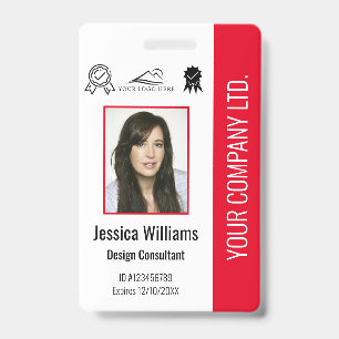 Personalised Employee Photo Certification Red ID Badge