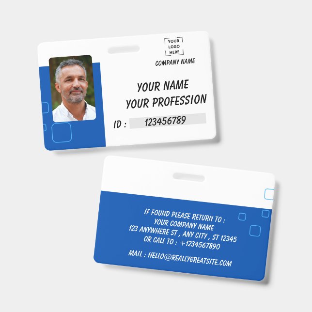 Personalised Employee Photo ID Badge (Front & Back)