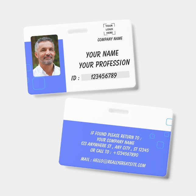 Personalised Employee Photo ID Badge (Front & Back)