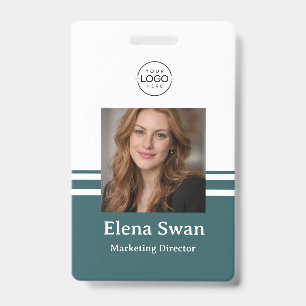 Personalised Employee Photo ID Badge with Logo & J