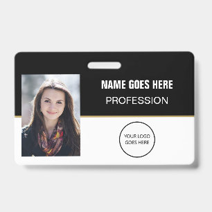 Personalised Employee Photo Logo Bar Name ID Badge