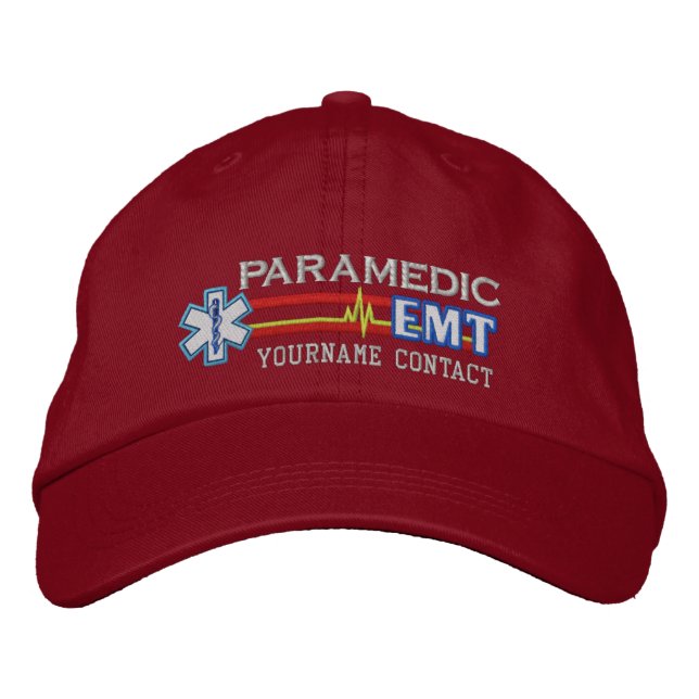 Personalised EMT Paramedic Star of Life Embroidered Hat (Front)