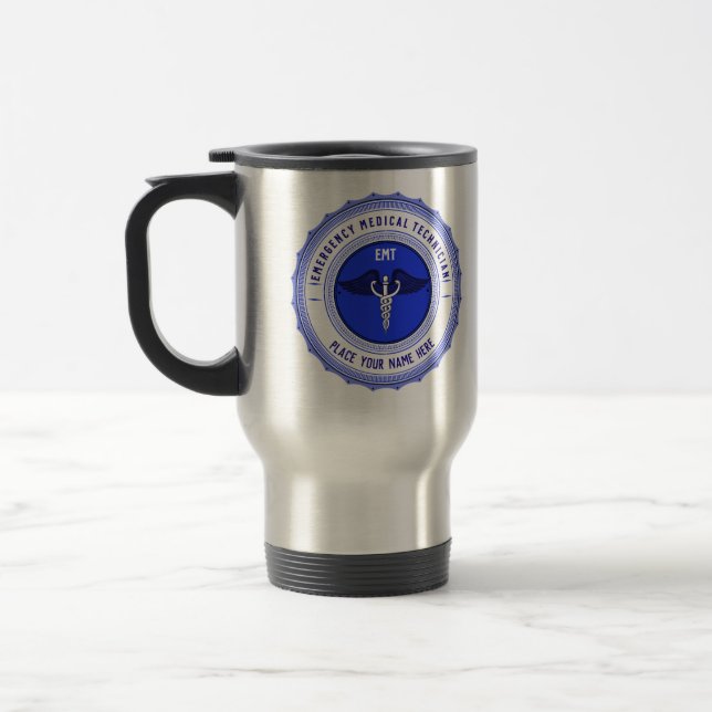 Personalised EMT Paramedics Caduceus Travel Mug (Left)