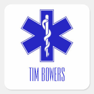 Personalised EMT Star of Life Symbol Square Sticker