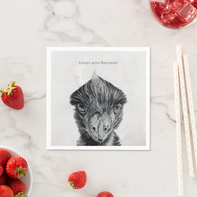 Personalised Emu Napkin | Custom Birthday Party (Insitu)