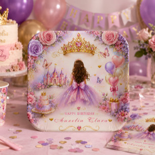 Personalised Enchanted Princess Birthday Paper Plate