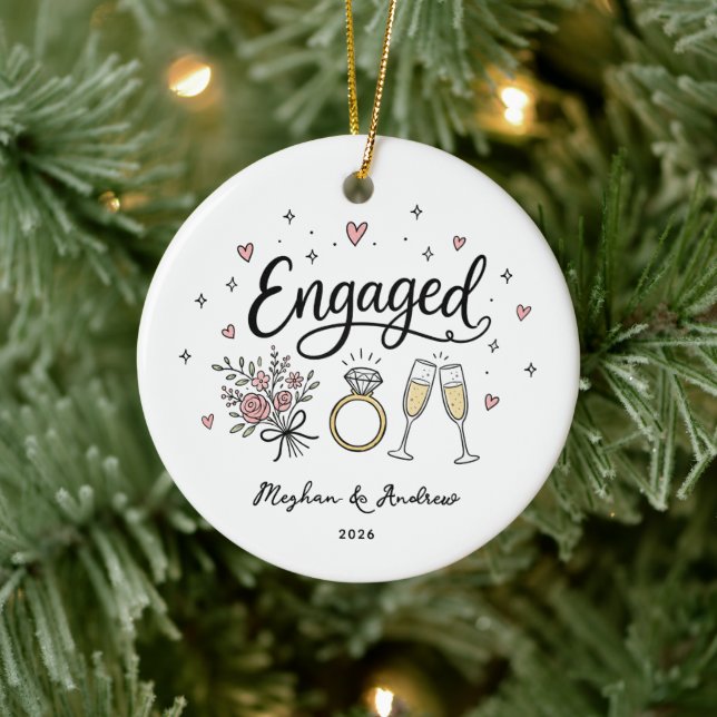 Personalised Engaged Christmas Ornament (Tree)