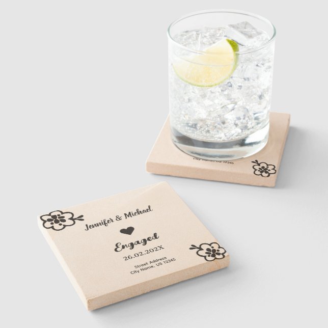 Personalised Engaged Coaster - Love Keepsake (Side)