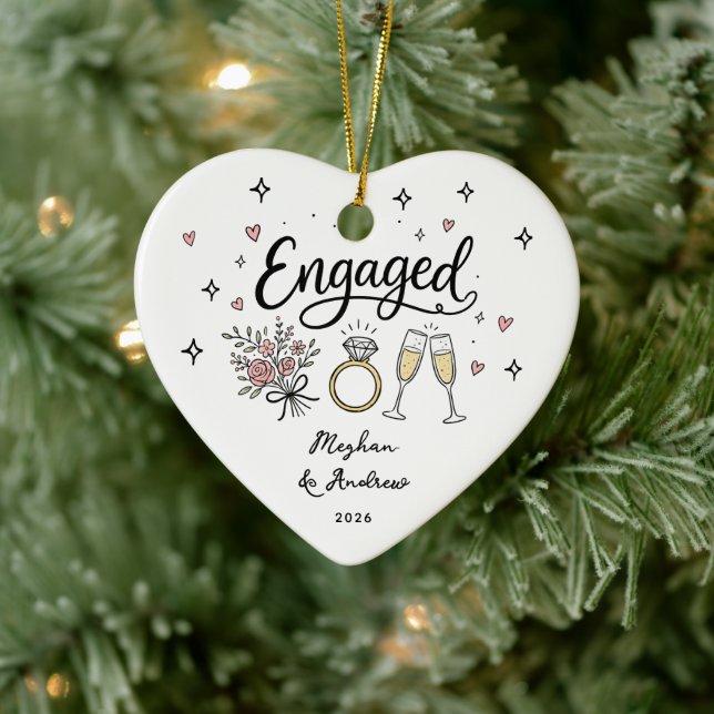 Personalised Engaged Couple Ornament (Tree)