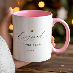 Personalised Engaged Mug with Couple Names & Date