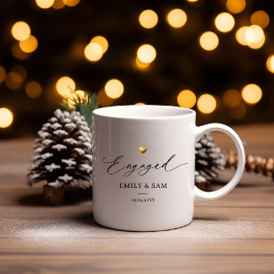 Personalised Engaged Mug with Couple Names & Date