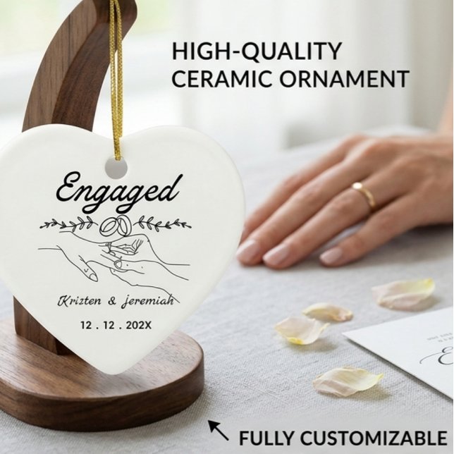 Personalised Engagement Ceramic Heart Ornament  (Creator Uploaded)