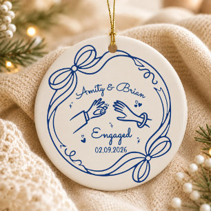 Personalised Engagement Ceramic ornament, Couple Tree Decoration