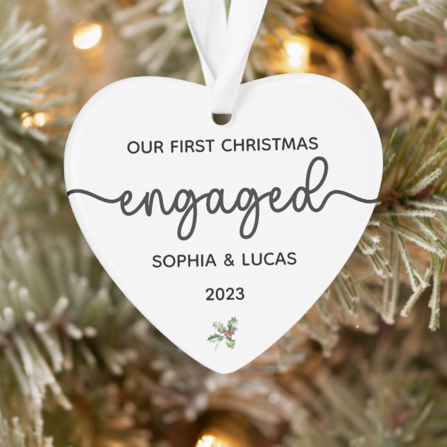Personalised Engagement Christmas Keepsake Ornament (Tree)