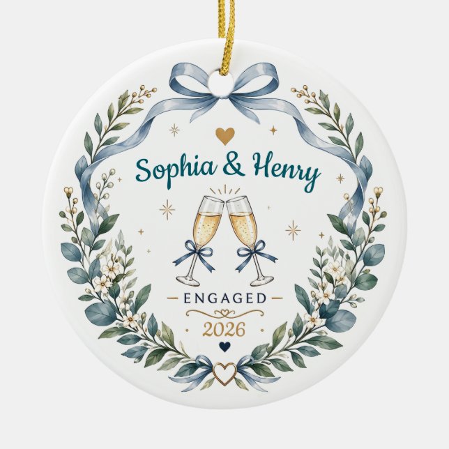 Personalised Engagement Christmas Ornament  (Front)