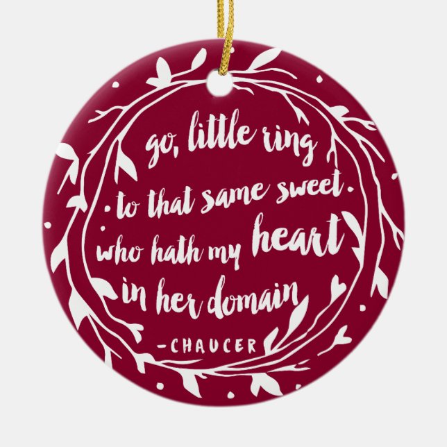 Personalised Engagement Keepsake | Hollyberry Ceramic Tree Decoration (Front)