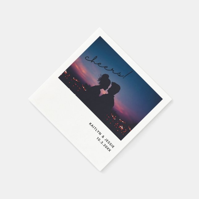 Personalised Engagement Photo Custom Wedding Napkin (Corner)