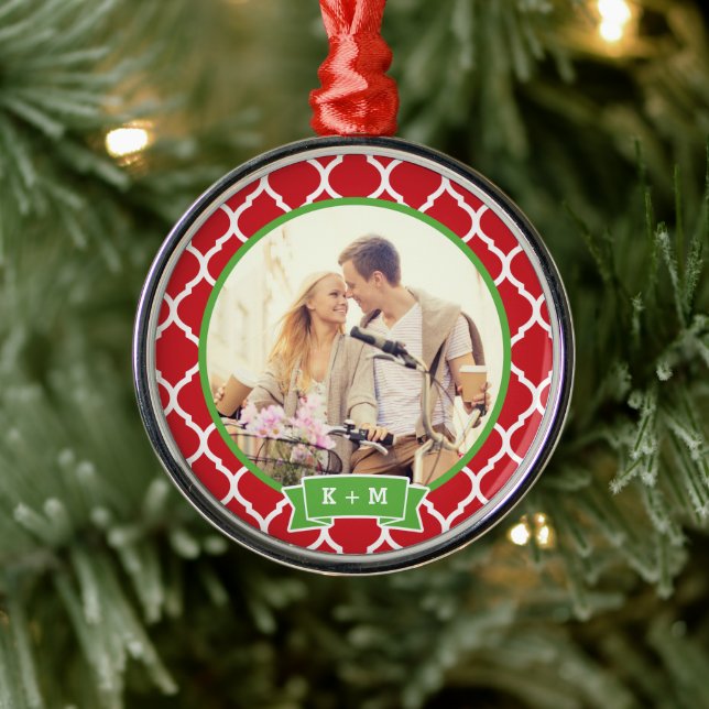 Personalised Engagement Photo Monogram Ornament (Tree)