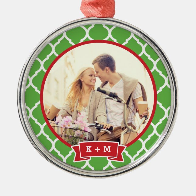 Personalised Engagement Photo Monogram Ornament (Front)