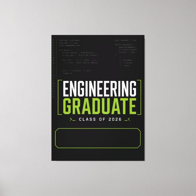 Personalised Engineering Graduate 2026 Name Canvas Print (Front)