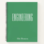 Personalised Engineering Graph Paper Green Name Notebook<br><div class="desc">A cute,  trendy notebook to take to engineering class or for homework with a simple,  minimalist cover in green and space for the school subject and your name to be personalised.</div>