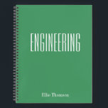 Personalised Engineering Graph Paper Green Name Notebook<br><div class="desc">A cute,  trendy notebook to take to engineering class or for homework with a simple,  minimalist cover in green and space for the school subject and your name to be personalised.</div>