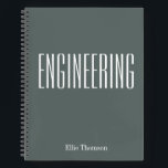 Personalised Engineering Graph Paper Simple Grey Notebook<br><div class="desc">A cute,  trendy notebook to take to engineering class or for homework with a simple,  minimalist cover in forest grey green and space for the school subject and your name to be personalised.</div>