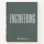 Personalised Engineering Graph Paper Simple Grey Notebook<br><div class="desc">A cute,  trendy notebook to take to engineering class or for homework with a simple,  minimalist cover in forest grey green and space for the school subject and your name to be personalised.</div>