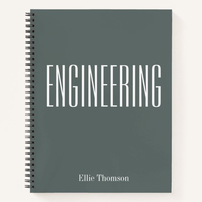 Personalised Engineering Graph Paper Simple Grey Notebook (Front)