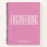 Personalised Engineering Graph Paper Simple Pink Notebook<br><div class="desc">A cute,  trendy notebook to take to engineering class or for homework with a simple,  minimalist cover in pink and space for the school subject and your name to be personalised.</div>