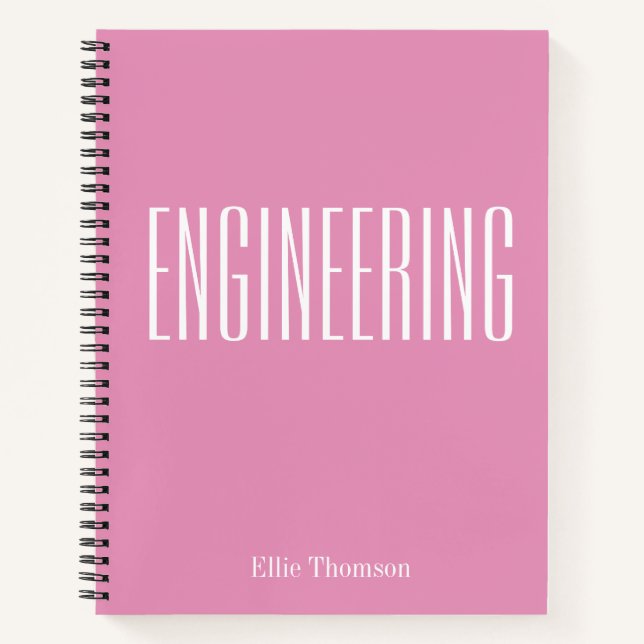 Personalised Engineering Graph Paper Simple Pink Notebook (Front)