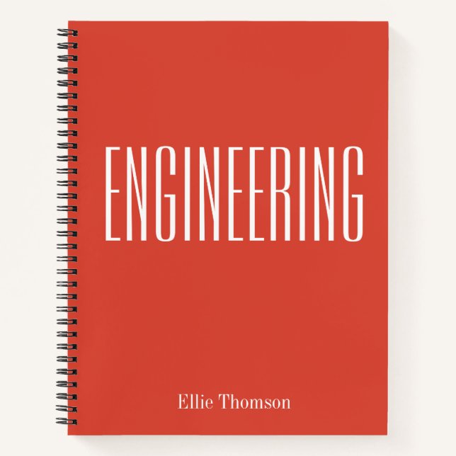 Personalised Engineering Graph Paper Simple Red Notebook (Front)