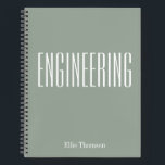 Personalised Engineering Graph Paper Simple Sage Notebook<br><div class="desc">A cute,  trendy notebook to take to engineering class or for homework with a simple,  minimalist cover in pretty sage green and space for the school subject and your name to be personalised.</div>