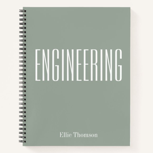 Personalised Engineering Graph Paper Simple Sage Notebook (Front)