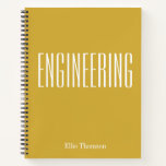 Personalised Engineering Graph Paper Simple Yellow Notebook<br><div class="desc">A cute,  trendy notebook to take to engineering class or for homework with a simple,  minimalist cover in mustard yellow and space for the school subject and your name to be personalised.</div>