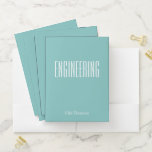 Personalised Engineering Simple Design Aqua Blue Pocket Folder<br><div class="desc">A cute,  trendy custom set of pocket folders to take to engineering class or for homework with a simple,  minimalist cover in pretty aqua blue and space for the school subject and your name to be personalised.</div>