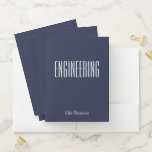 Personalised Engineering Simple Design Navy Blue Pocket Folder<br><div class="desc">A cute,  trendy custom set of pocket folders to take to engineering class or for homework with a simple,  minimalist cover in pretty navy blue and space for the school subject and your name to be personalised.</div>